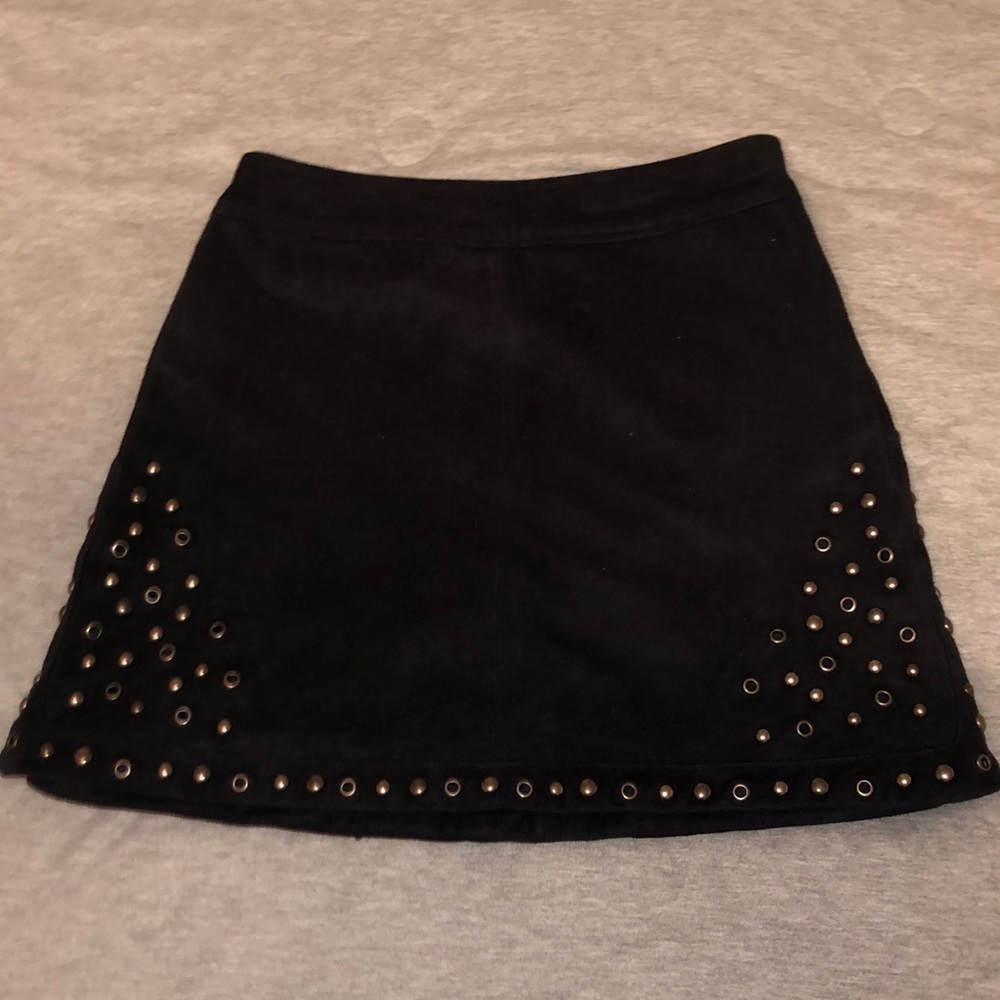 Black studded suede skirt